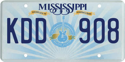 MS license plate KDD908