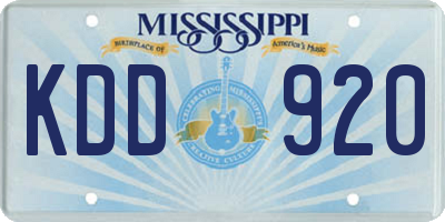 MS license plate KDD920
