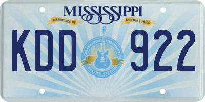 MS license plate KDD922