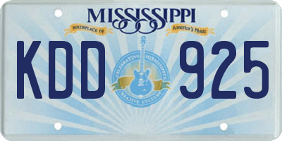 MS license plate KDD925