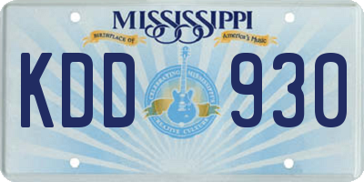 MS license plate KDD930