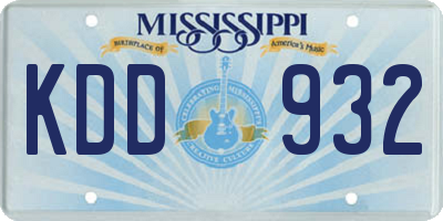 MS license plate KDD932
