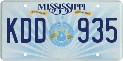 MS license plate KDD935