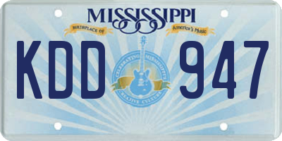 MS license plate KDD947
