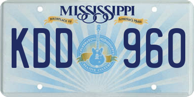 MS license plate KDD960