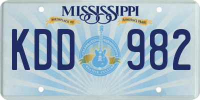 MS license plate KDD982