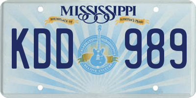 MS license plate KDD989