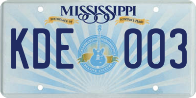 MS license plate KDE003