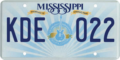 MS license plate KDE022