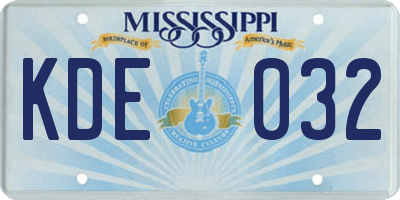 MS license plate KDE032