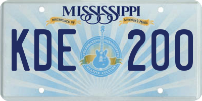 MS license plate KDE200