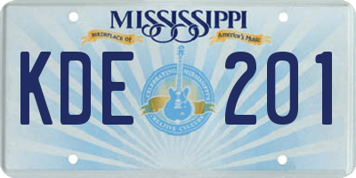 MS license plate KDE201