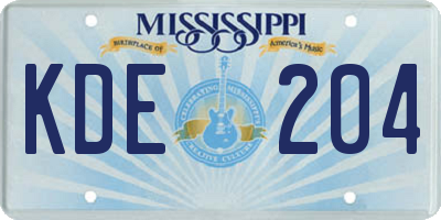 MS license plate KDE204