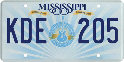 MS license plate KDE205