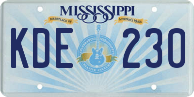 MS license plate KDE230