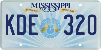MS license plate KDE320