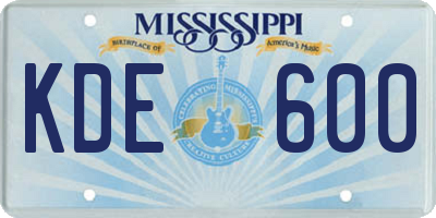 MS license plate KDE600