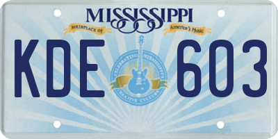 MS license plate KDE603