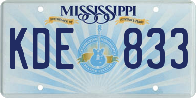 MS license plate KDE833