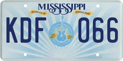 MS license plate KDF066