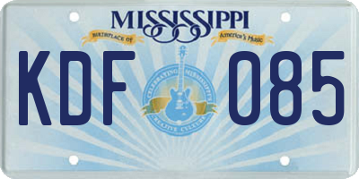 MS license plate KDF085