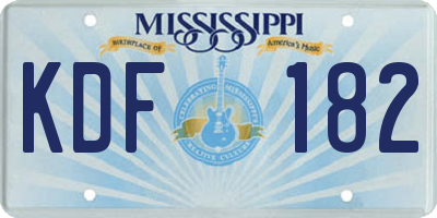 MS license plate KDF182