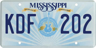 MS license plate KDF202