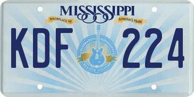 MS license plate KDF224
