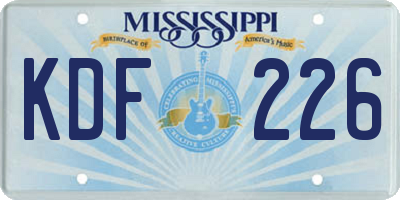 MS license plate KDF226