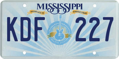 MS license plate KDF227