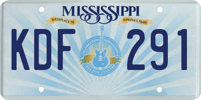 MS license plate KDF291