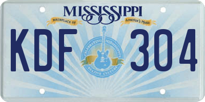 MS license plate KDF304