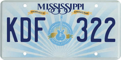 MS license plate KDF322