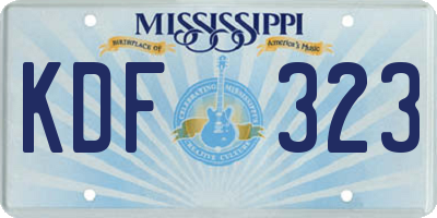 MS license plate KDF323