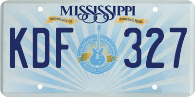 MS license plate KDF327