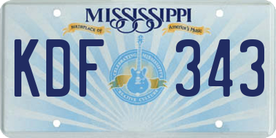 MS license plate KDF343