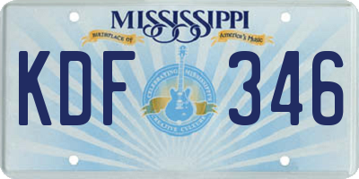 MS license plate KDF346