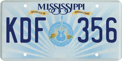 MS license plate KDF356