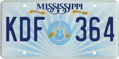 MS license plate KDF364