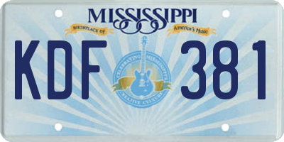 MS license plate KDF381