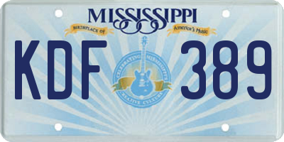 MS license plate KDF389