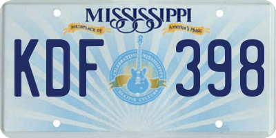 MS license plate KDF398