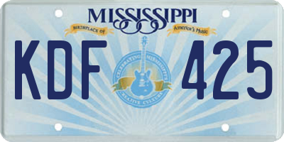 MS license plate KDF425