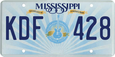 MS license plate KDF428