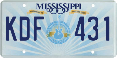 MS license plate KDF431