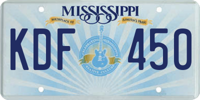 MS license plate KDF450