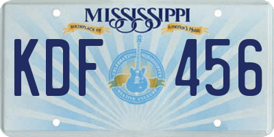 MS license plate KDF456