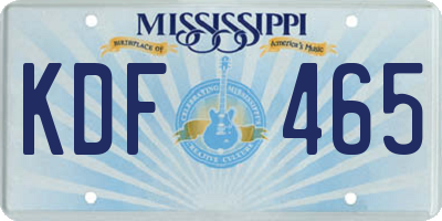 MS license plate KDF465