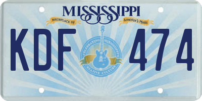 MS license plate KDF474