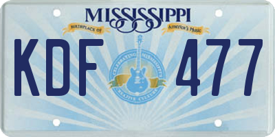MS license plate KDF477